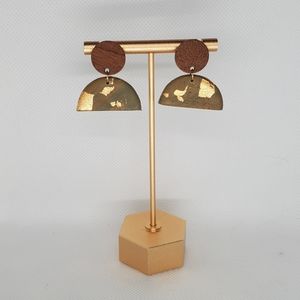 Handmade clay earrings olive and gold